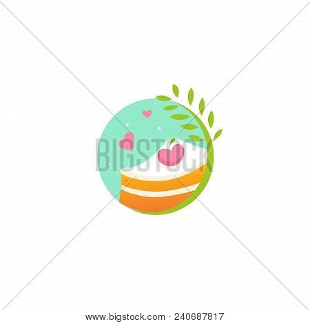 Illustration Design Of Cartoon Logotype Candy Store. Vector Icon Sweet Cake.