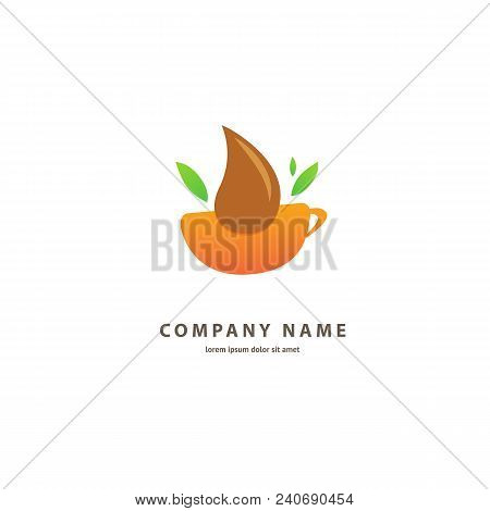 Illustration Design Of Colored Logotype Coffee. Vector Icon Cup With Drink.