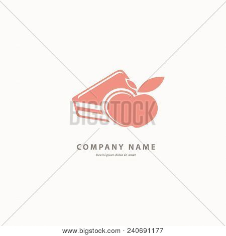 Illustration Design Of Cartoon Logotype Candy Store. Vector Icon Sweet Cake.