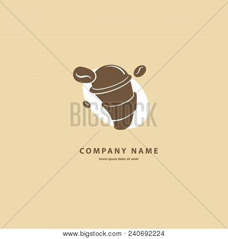 Illustration Design Of Silhouette Brown Logotype Coffee. Vector Icon Cup With Drink.