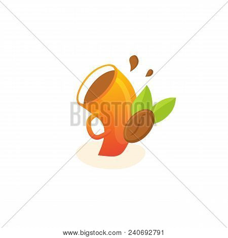 Illustration Design Of Colored Logotype Coffee. Vector Icon Cup With Drink.