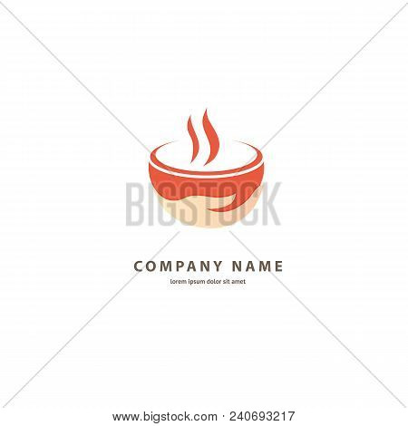 Illustration Design Of Silhouette Brown Logotype Coffee. Vector Icon Cup With Drink.