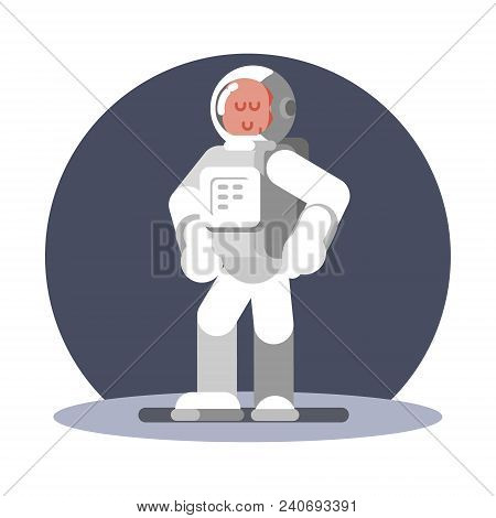 Man Cosmonaut In Helmet Standing. Vector Illustration, Eps 10