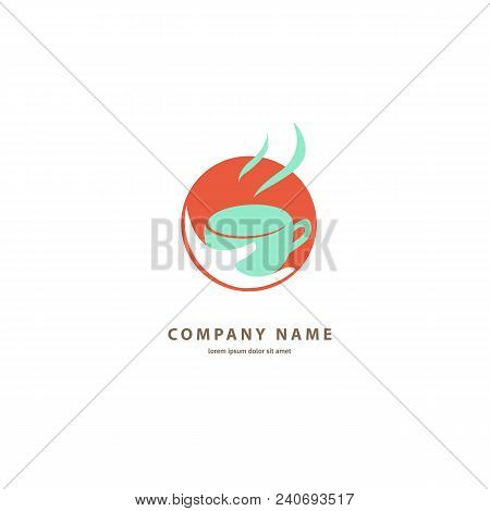 Illustration Design Of Silhouette Brown Logotype Coffee. Vector Icon Cup With Drink.