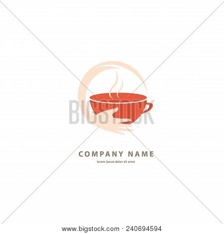 Illustration Design Of Colored Brown Logotype Coffee. Vector Icon Cup With Drink.