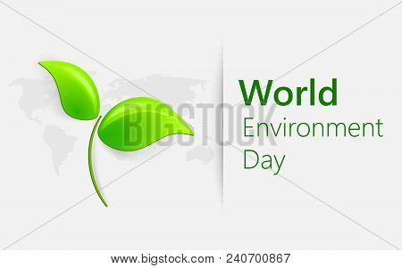 Banner For World Environment Day With Green Leaves.