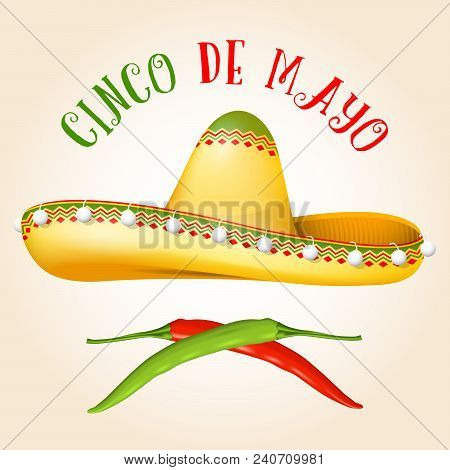 Cinco De Mayo Poster With Sombrero And Hot Pepper