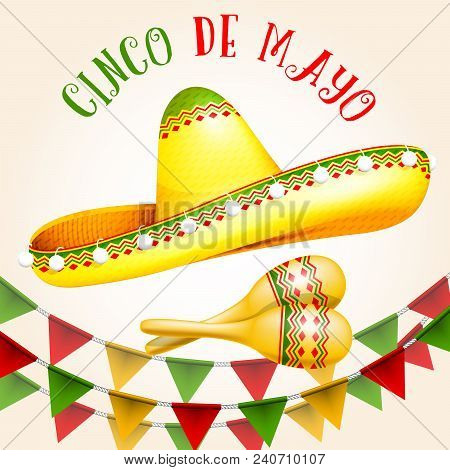Cinco De Mayo Poster With Sombrero And Maracas
