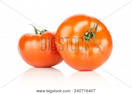 Two Red Tomatoes Isolated On White Background