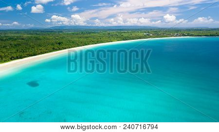 Aerial view of the Madwaer beach in the Kei Cecil island, Maluku, Indonesia