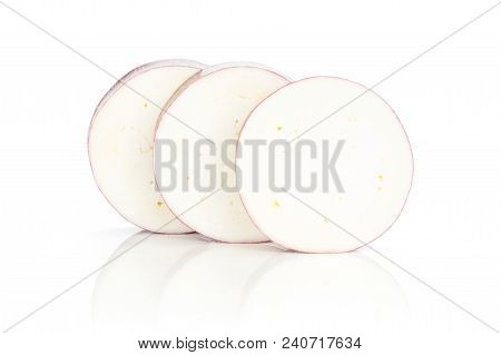 Striped Purple Eggplant Three Rings Isolated On White Background