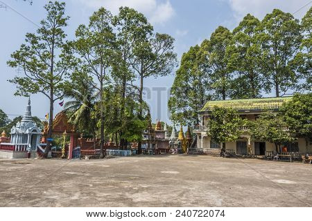 Religious Constructions In The Form Of A Tower In The Temple Wat Kraom Sihanoukville Cambodia