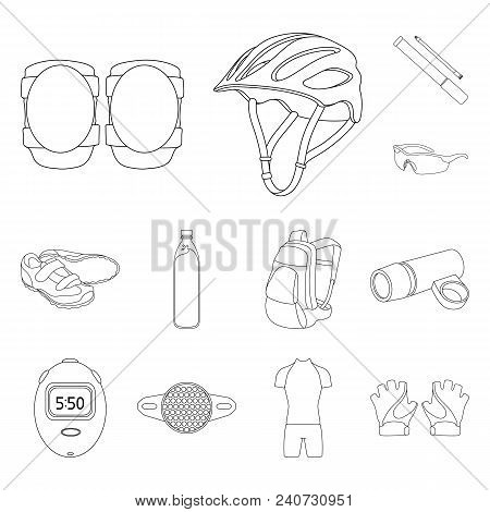 Bicycle Outfit Outline Icons In Set Collection For Design. Bicycle And Tool Vector Symbol Stock  Ill