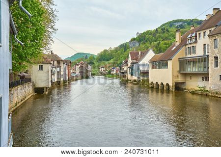Ornans Cityscape Aside Loue River - Doubs - France