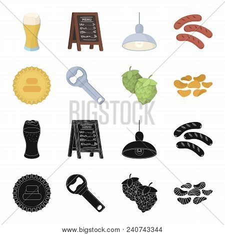Bar, Pub, Restaurant, Cafe .pub Set Collection Icons In Black, Cartoon Style Vector Symbol Stock Ill