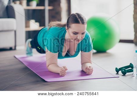 I Choose Healthy Active Lifestyle! Close Up Portrait Of Confident Concentrated Chebby Fatty Young Cu