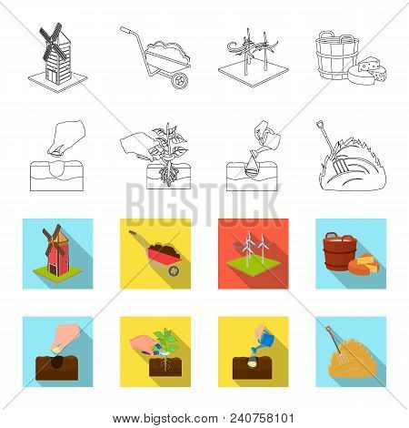 Garden, Ecology, Farmingand Other  Icon In Outline, Flat Style. Feed, Plot, Farmicons In Set Collect