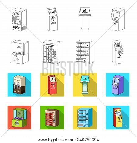 A Game Machine, A Ticket Sales Terminal, An Automaton For Selling Aqua And Chocolate. Terminals Set 