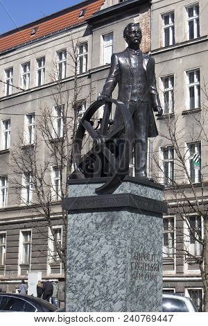 Poznan, Poland, July 30, 2018: The Sculpture Of Hipolit Cegielski
