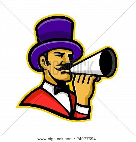 Mascot Icon Illustration Of Head Of A Ringmaster Or Ringleader, A Master Of Ceremonies That Introduc