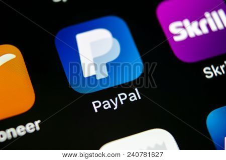Sankt-petersburg, Russia, May 10, 2018: Paypal Application Icon On Apple Iphone X Smartphone Screen 