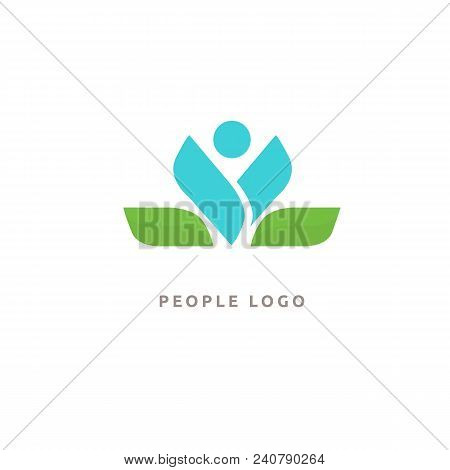 Vector Illustration, Graphic Design Editable Design. Happy People With Leafl Logo. Fitness, Sport We