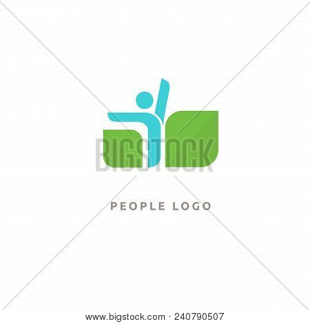 Vector Illustration, Graphic Design Editable Design. Happy People With Leafl Logo. Fitness, Sport We