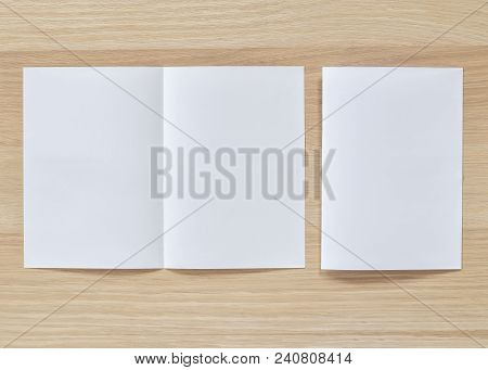 Mock Up Bi-fold Flyer Pamphlet Brochure Design A4 Size Half-folded (a5) Paper Layout Space For Templ