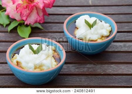 Bubur Sumsum, Rice Porridge With Palm Sugar Sauce