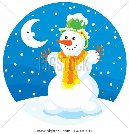 Schneemann und Mond