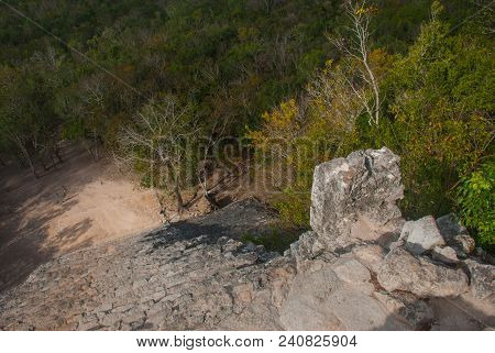 Climbing To The Top Of The Great Pyramid Of Coba Nohuch Mul The Most Popular Activity Of Tourists. U