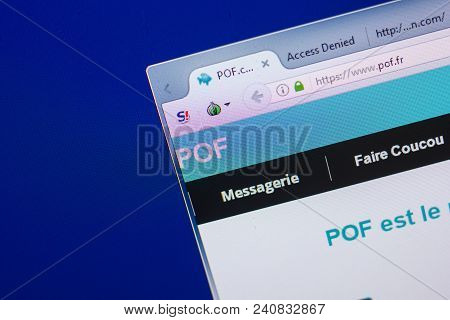 Ryazan, Russia - May 13, 2018: Pof Website On The Display Of Pc, Url - Pof.com