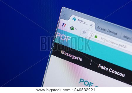 Ryazan, Russia - May 13, 2018: Pof Website On The Display Of Pc, Url - Pof.com