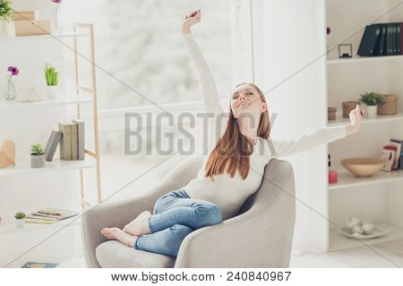 Beauty Calm Fashion Lying Denim Happiness Delight Day-off Sleep Lounge Chill Concept. Cute Sweet Att