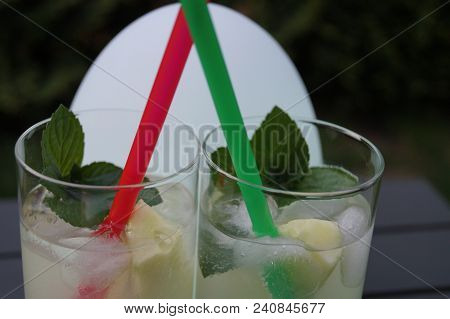 Moscow Mule - Fresh Cocktail With Wodka Lemon Juice And Spicy Ginger Cucumber And Mint