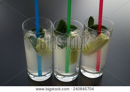Moscow Mule - Fresh Cocktail With Wodka Lemon Juice And Spicy Ginger Cucumber And Mint