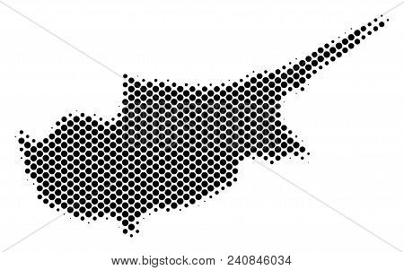 Abstract Cyprus Island Map. Vector Halftone Geographical Plan. Cartographic Dot Composition. Schemat