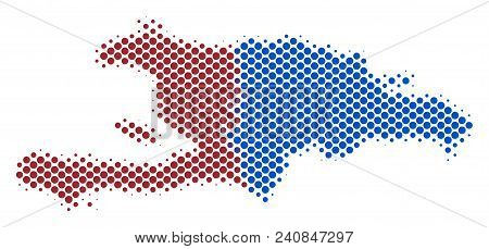 Abstract Haiti And Dominican Republic Map. Vector Halftone Geographical Scheme. Cartographic Dotted 
