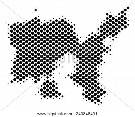 Abstract Limnos Greek Island Map. Vector Halftone Territorial Plan. Cartographic Dotted Concept. Sch