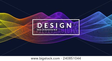 Vector Abstract Background With Dynamic Waves, Line And Particles. Illustration Suitable For Design
