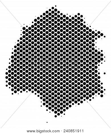 Abstract Thassos Greek Island Map. Vector Halftone Territory Plan. Cartographic Pixelated Compositio