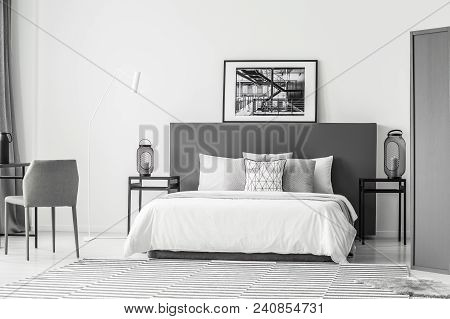 Hotel Bedroom Interior With Poster
