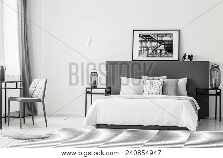 Spacious Contrast Bedroom Interior