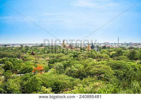 Thailand Image Like In The Past, With Pavilion And Temple In Civilization Zone With Tree And Forest 