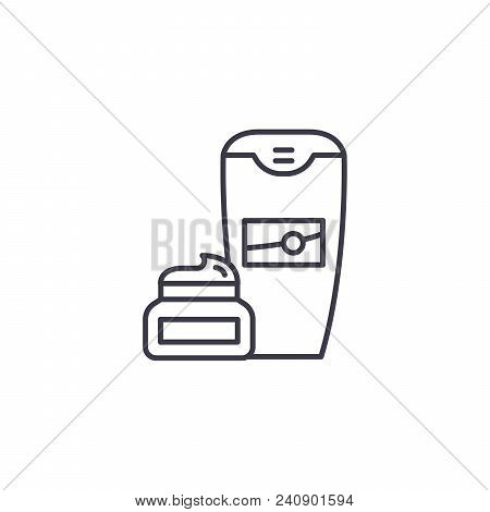 Shaving Cream Line Icon, Vector Illustration. Shaving Cream Linear Concept Sign.
