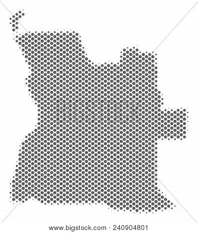 Schematic Angola Map. Vector Halftone Territory Scheme. Silver Dotted Cartographic Concept. Abstract