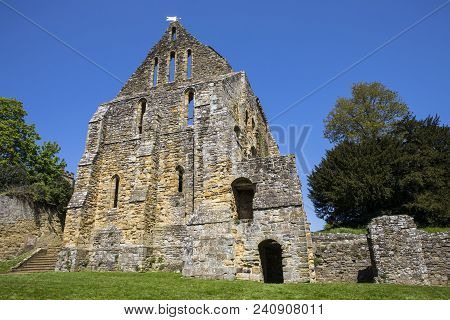 Part Of The Ruins Of The Historic Battle Abbey In The Town Of Battle In East Sussex.  The Abbey Is L