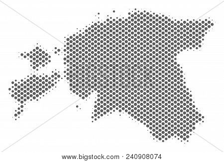 Schematic Estonia Map. Vector Halftone Territory Scheme. Silver Dot Cartographic Concept. Abstract E