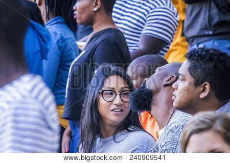 Cape Town, South Africa, 12 May 2018 - Diverse South African Football Supporters In Conversation Dur