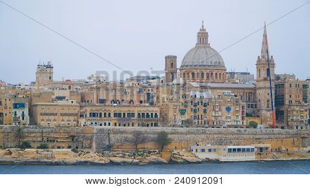 Valletta - Malta: View Of Valletta. Valletta - Italian Word For Small Valley Is The Capital City Of 